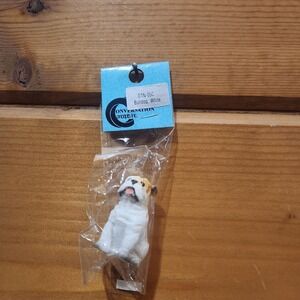 Vintage White Bulldog Mini Dog Figurine Conversation Concepts DTN-05C Dollhouse